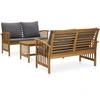 Image de vidaXL Ensemble de salon de jardin 3 pièces avec coussins en bois massif d'acacia