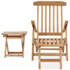 Image de vidaXL Chaise longue de jardin avec repose-pieds et table en teck massif