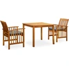 Image de vidaXL Ensemble de jardin 3 pièces avec coussins Bois massif Acacia