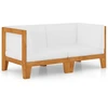 Image de vidaXL Canapé 2 places avec coussins blanc crème Acacia massif