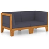 Image de vidaXL 2-Sitzer-Sofa mit Dunkelgrauen Kissen Akazie Massivholz