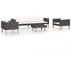 Image de vidaXL Ensemble salon de jardin 4 pièces avec coussins Poly rotin noir