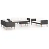 Image de vidaXL Ensemble de salon de jardin 5 pièces avec coussins Poly rotin noir