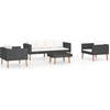 Image de vidaXL Ensemble salon de jardin 4 pièces avec coussins Poly rotin noir
