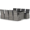 Image de vidaXL Salon de jardin 9 pièces avec coussins Poly Rattan Gris