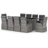 Image de vidaXL Ensemble de jardin 11 pièces avec coussins Poly Rattan Gris