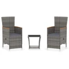 Image de vidaXL Ensemble de salon de jardin 3 pièces avec coussins Poly rotin gris