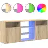 Image de vidaXL Armoire TV avec lampes LED Chêne Sonoma 120x30x50 cm