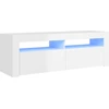 Image de vidaXL Armoire TV avec lampes LED blanc brillant 120x35x40 cm