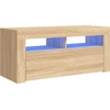 Image de vidaXL Armoire TV avec lampes LED Chêne Sonoma 90x35x40 cm
