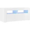 Image de vidaXL Armoire TV avec lampes LED blanc brillant 90x35x40 cm