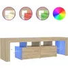 Image de vidaXL Armoire TV avec éclairage LED Chêne Sonoma 140x36,5x40 cm