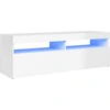 Image de vidaXL Armoire TV avec lampes LED blanc brillant 120x35x40 cm