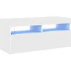 Image de vidaXL Armoire TV avec lampes LED blanc 90x35x40 cm