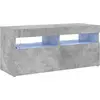Image de vidaXL Armoire TV avec lampes LED gris béton 90x35x40 cm