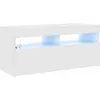 Image de vidaXL Armoire TV avec lampes LED blanc brillant 90x35x40 cm