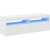 Image de vidaXL Armoires TV avec lampes LED 2 pcs. Blanc 60x35x40cm