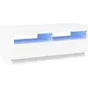 Image de vidaXL Armoire TV avec lampes LED blanc brillant 100x35x40 cm