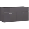 Image de vidaXL Meuble sous-lavabo gris brillant 90x38,5x46cm