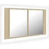 Image de vidaXL Armoire à miroir de salle de bain LED Chêne Sonoma 80x12x45 cm Acrylique