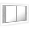 Image de vidaXL LED-Bad-Spiegelschrank Betongrau 80x12x45 cm Acryl