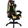 Image de vidaXL Chaise de jeu avec lumières LED RGB or et noir similicuir