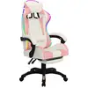 Image de vidaXL Chaise de jeu avec lumières LED RGB Rose et blanc Similicuir