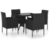 Image de vidaXL Ensemble de jardin 5 pièces Poly rotin noir