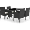 Image de vidaXL Ensemble de jardin 5 pièces Poly rotin noir