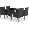 Image de vidaXL Ensemble de jardin 5 pièces Poly rotin noir