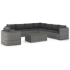 Image de vidaXL 9-plg. Set de salon de jardin avec baisers Poly Rattan Grau