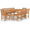 Image de vidaXL Set de jardin à manger 9 pièces 180 x 90 cm teck massif
