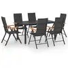 Image de vidaXL Ensemble de jardin 7 pièces noir et brun