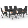 Image de vidaXL Ensemble de jardin 9 pièces noir et brun