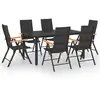 Image de vidaXL Ensemble de jardin 7 pièces noir et brun
