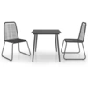 Image de vidaXL Ensemble de jardin 3 pièces PVC rotin noir