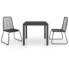 Image de vidaXL Ensemble de jardin 3 pièces PVC rotin noir