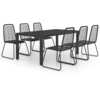 Image de vidaXL Ensemble de jardin 7 pièces PVC rotin noir