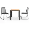 Image de vidaXL Ensemble de jardin 3 pièces PVC rotin noir et marron