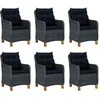 Image de vidaXL Ensemble de jardin 7 pièces avec coussins Poly rotin gris foncé
