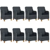 Image de vidaXL Salon de jardin 9 pièces avec coussins Poly rotin gris foncé
