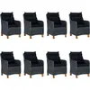 Image de vidaXL Salon de jardin 9 pièces avec coussins Poly rotin gris foncé