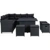 Image de vidaXL Ensemble de salon de jardin 6 pièces avec coussins Poly rotin noir