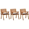 Image de vidaXL Chaises de jardin avec coussins 3 pcs. Bois massif acacia
