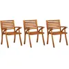 Image de vidaXL Chaises de jardin avec coussins 3 pcs. Bois massif acacia