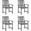 Image de vidaXL Chaises de jardin avec coussins 4 pcs. Gris Bois massif Acacia