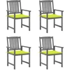 Image de vidaXL Chaises de jardin avec coussins 4 pcs. Gris Bois massif Acacia