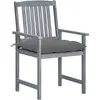 Image de vidaXL Chaises de jardin avec coussins 4 pcs. Gris Bois massif Acacia