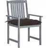 Image de vidaXL Chaises de jardin avec coussins 4 pcs. Gris Bois massif Acacia
