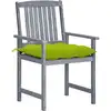Image de vidaXL Chaises de jardin avec coussins 4 pcs. Gris Bois massif Acacia